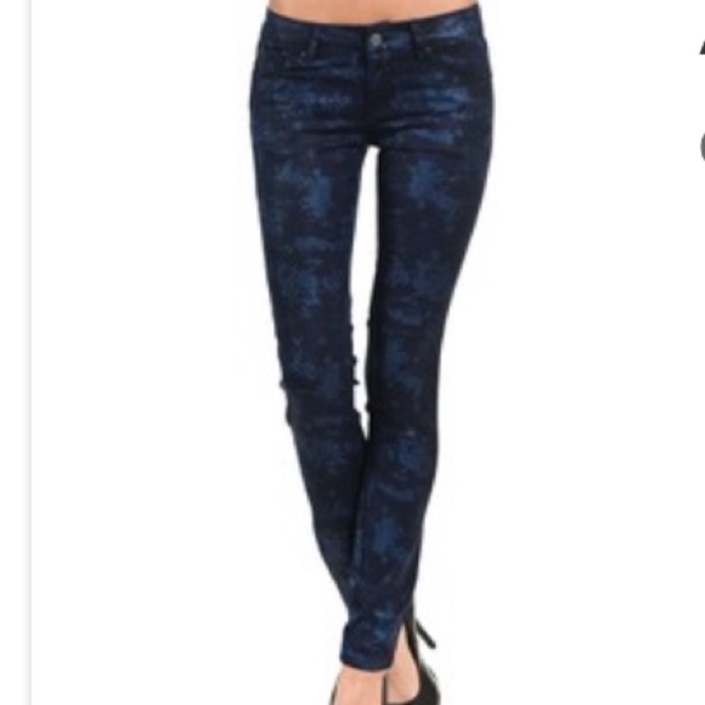 Blue Black Snakeskin Print Jean Pants